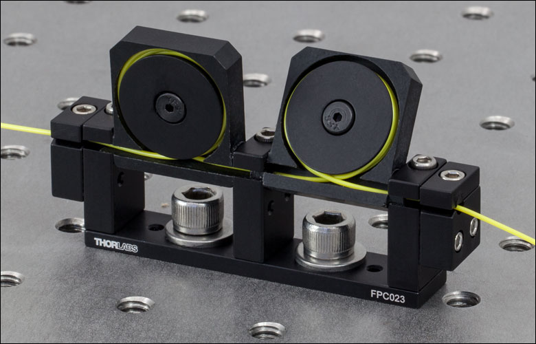 A fiber polarization controller (courtesy of Thorlabs).