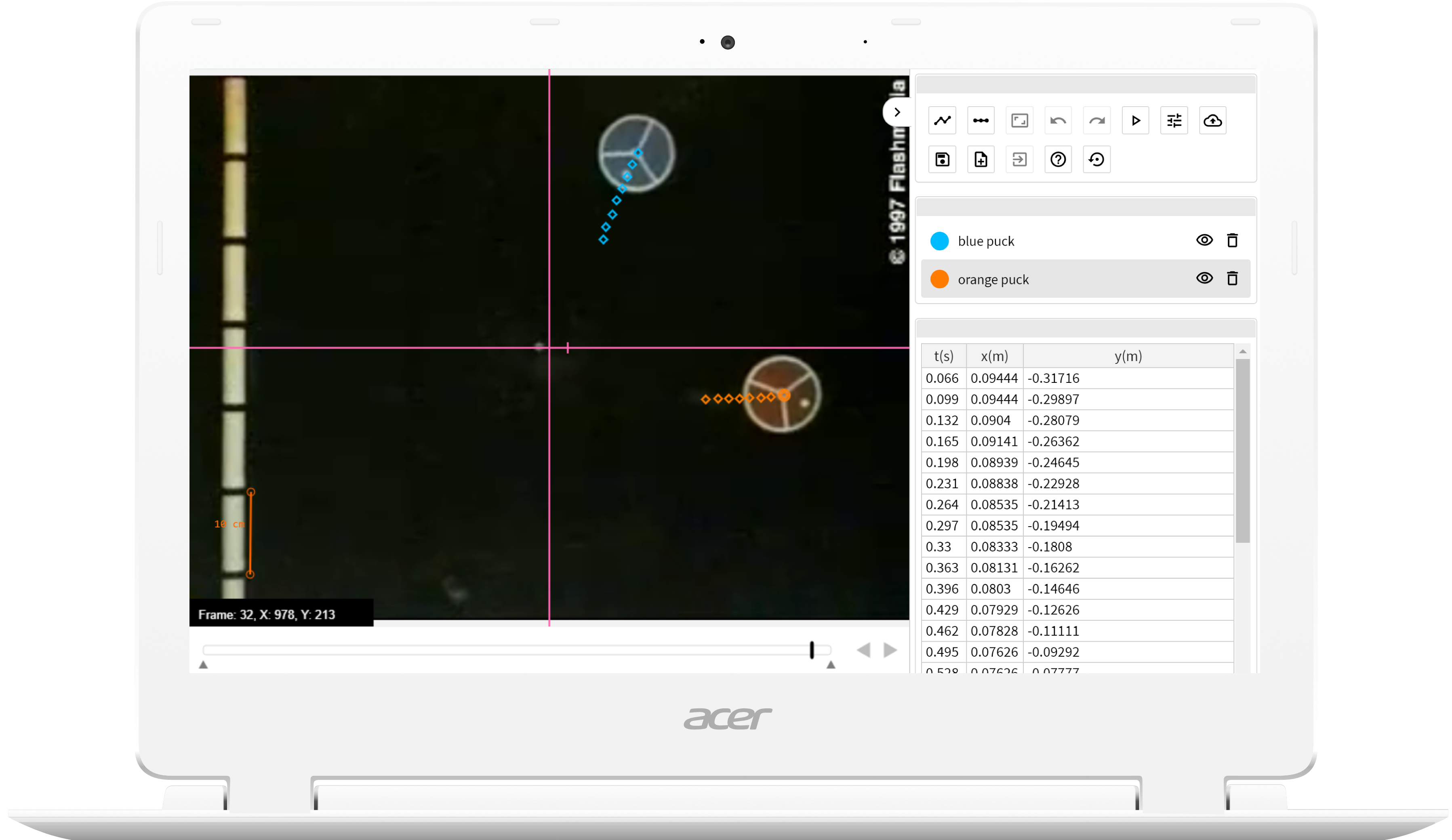 trackTS application screenshot showing motion tracking interface